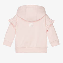 جيفنشي-توب هودي بسحّاب قطن جيرسي لون زهري للبنات | Childrensalon Outlet