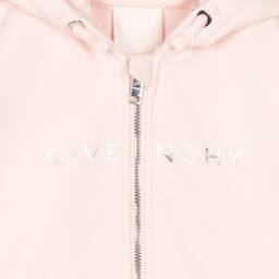 جيفنشي-توب هودي بسحّاب قطن جيرسي لون زهري للبنات | Childrensalon Outlet