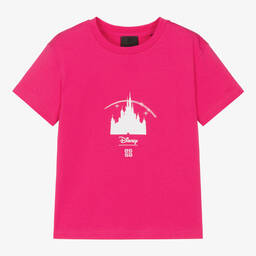 Givenchy-Girls Pink Cotton Disney & 4G T-Shirt | Childrensalon Outlet