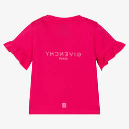 Givenchy-Розовая хлопковая футболка для девочек | Childrensalon Outlet
