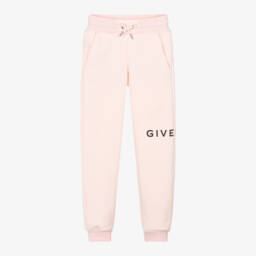 Givenchy-بنطال رياضي قطن شعار الماركة لون زهري | Childrensalon Outlet