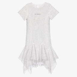 Givenchy-Girls Sparkling Silver Lattice Dress | Childrensalon Outlet