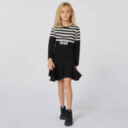 Givenchy-Girls Striped Cotton Jersey Dress | Childrensalon Outlet