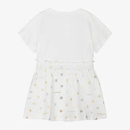 Givenchy-Girls White 4G Cotton Dress | Childrensalon Outlet