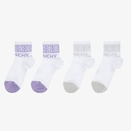Givenchy-Белые носки с логотипом 4G (2пары) | Childrensalon Outlet