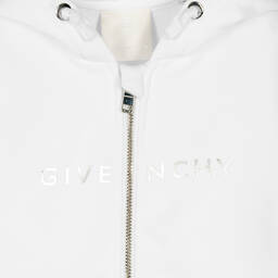 جيفنشي-توب هودي بسحّاب 4G تينز بناتي قطن جيرسي لون أبيض | Childrensalon Outlet
