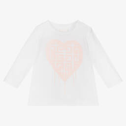 Givenchy-Girls White Cotton 4G Logo Top | Childrensalon Outlet