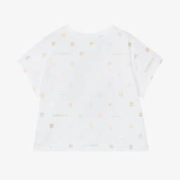 Givenchy-Girls White Cotton 4G T-Shirt | Childrensalon Outlet
