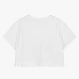 Givenchy-Белая укороченная футболка со стразами Swarovski | Childrensalon Outlet