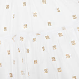 Givenchy-Girls White & Gold 4G Tulle Dress | Childrensalon Outlet