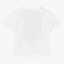 Givenchy-Girls White & Gold Cotton 4G T-Shirt | Childrensalon Outlet