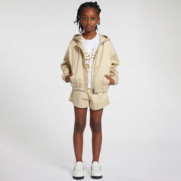 Givenchy-Girls White & Gold Cotton 4G T-Shirt | Childrensalon Outlet