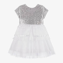 Givenchy-Белое платье из тюля с пайетками | Childrensalon Outlet