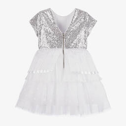 Givenchy-Белое платье из тюля с пайетками | Childrensalon Outlet