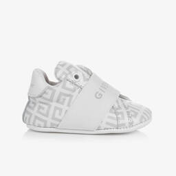 Givenchy-Grey Leather 4G Pre-Walker Trainers | Childrensalon Outlet