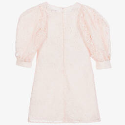 جيفنشي-فستان دانتيل مبطن لون زهري بتطريز ورود | Childrensalon Outlet