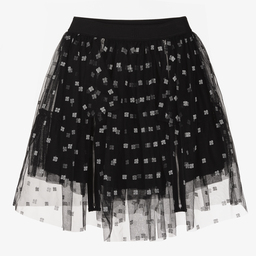 Givenchy-Teen Black Tulle Logo Skirt | Childrensalon Outlet
