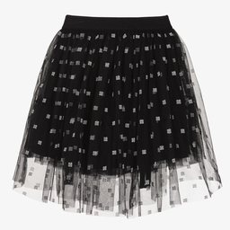 Givenchy-Teen Black Tulle Logo Skirt | Childrensalon Outlet