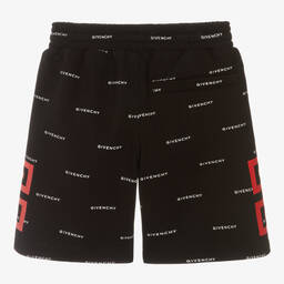 Givenchy-Teen Boys Black 4G Cotton Shorts | Childrensalon Outlet
