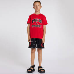 Givenchy-Teen Boys Black 4G Cotton Shorts | Childrensalon Outlet