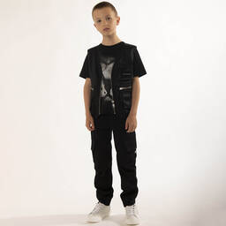 Givenchy-بنطلون كارغو تينز ولادي قطن غاباردين لون أسود | Childrensalon Outlet