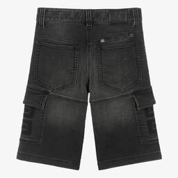 Givenchy-Teen Boys Black Cotton Denim-Look Shorts | Childrensalon Outlet