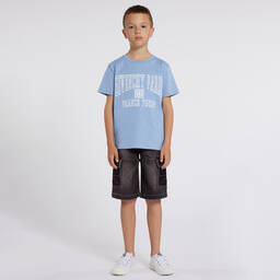 Givenchy-Teen Boys Black Cotton Denim-Look Shorts | Childrensalon Outlet