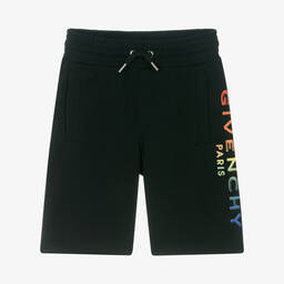 Givenchy-Teen Boys Black Cotton Logo Shorts | Childrensalon Outlet