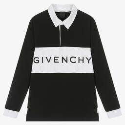 Givenchy-توب رغبي تينز ولادي قطن لون أسود وأبيض | Childrensalon Outlet