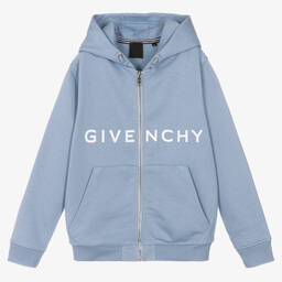 Givenchy-Teen Boys Blue Cotton Zip-Up Hoodie | Childrensalon Outlet