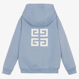 Givenchy-Teen Boys Blue Cotton Zip-Up Hoodie | Childrensalon Outlet