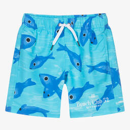 Givenchy-Teen Boys Blue Fish Print Swim Shorts | Childrensalon Outlet