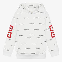 Givenchy-Белая хлопковая худи 4G для мальчиков-подростков | Childrensalon Outlet