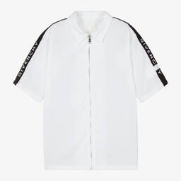 Givenchy-Teen Boys White Cotton Zip-Up Shirt | Childrensalon Outlet