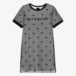 Givenchy-فستان بطبعة 4G شبك وجيرسي لون أسود للمراهقات | Childrensalon Outlet