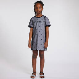 Givenchy-فستان بطبعة 4G شبك وجيرسي لون أسود للمراهقات | Childrensalon Outlet