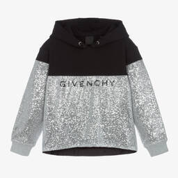 Givenchy-Черно-серебристая худи с пайетками | Childrensalon Outlet