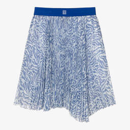 Givenchy-Teen Girls Blue Zebra Plissé Skirt | Childrensalon Outlet