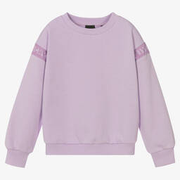 Givenchy-سويتشيرت تينز بناتي قطن جيرسي لون بنفسجي | Childrensalon Outlet