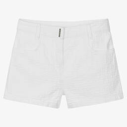 Givenchy-Белые жаккардовые шорты с принтом GG | Childrensalon Outlet