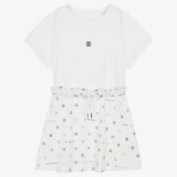 Givenchy-Teen Girls White 4G Print Dress | Childrensalon Outlet