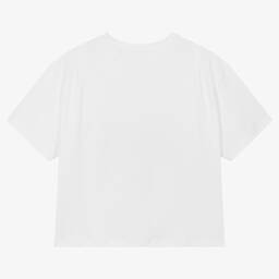 Givenchy-Белая укороченная футболка со стразами Swarovski | Childrensalon Outlet