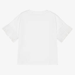 Givenchy-Teen Girls White Embroidered Logo T-Shirt  | Childrensalon Outlet