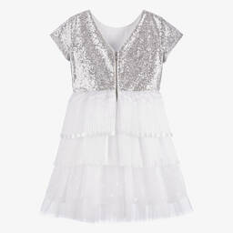 Givenchy-فستان تينز بناتي تول مزين بترتر لون أبيض | Childrensalon Outlet