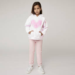 Givenchy-توب هودي تينز بناتي قطن لون زهري وأبيض | Childrensalon Outlet