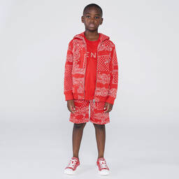 Givenchy-Teen Red Bandana Zip-Up Top | Childrensalon Outlet
