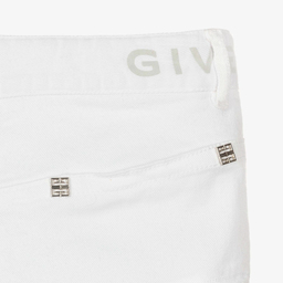 Givenchy-شورت تينز بناتي قطن دريل لون أبيض | Childrensalon Outlet