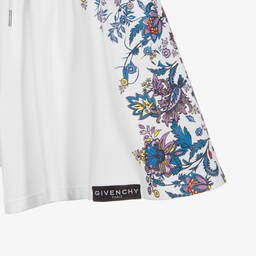 Givenchy-Teen White Floral Logo Shorts | Childrensalon Outlet