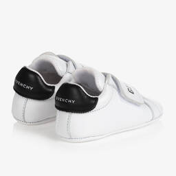 Givenchy-White & Black Leather Logo Baby Trainers | Childrensalon Outlet