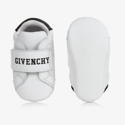 Givenchy-White & Black Leather Logo Baby Trainers | Childrensalon Outlet